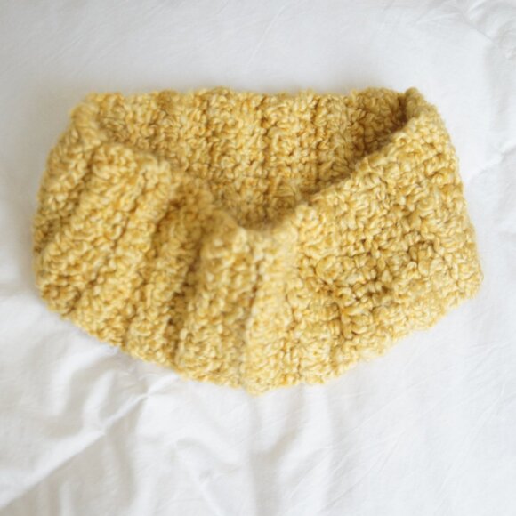 Handmade Accessories - Handmade Mustard Yellow Knit Winter Ski Headband Ear Muff Cowl